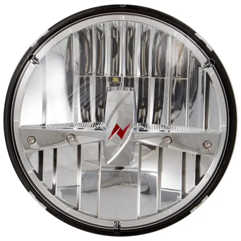 Round chrome-plated ANZO LED headlights with clear lens for universal LED headlights upgrade