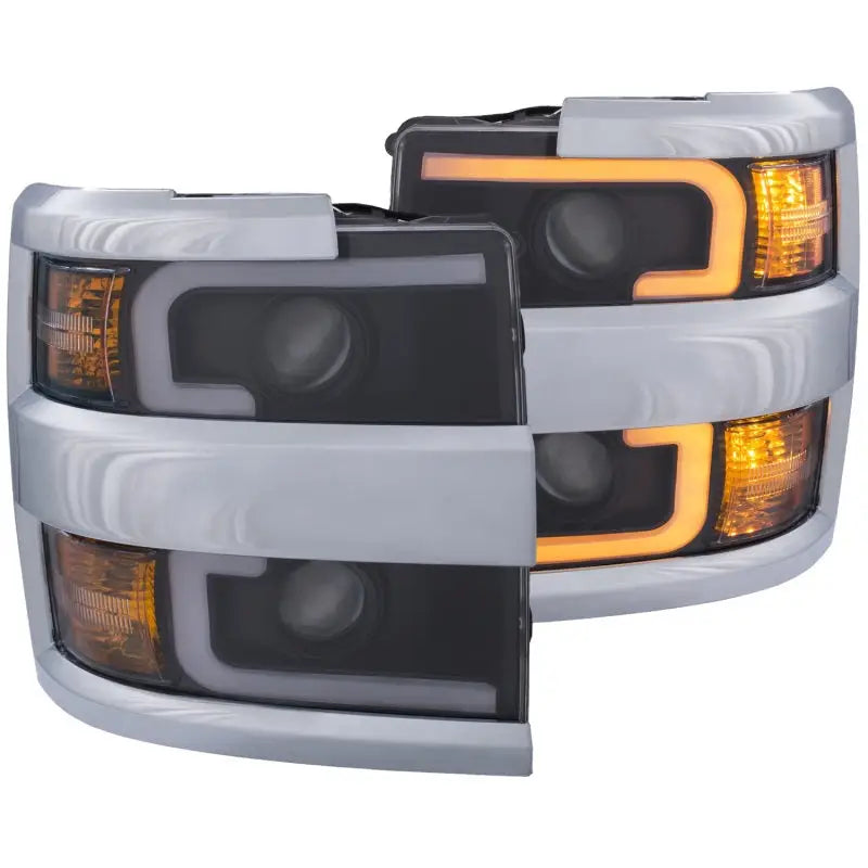 ANZO 111365 ANZO Projector Headlights 15-17 Chevrolet Silverado 2500HD / 3500HD Black w/ Chrome Rim