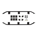 Black metal side step bars with mounting hardware for ARB Base Rack Guard Rail Suits 1770020