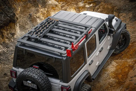 White Jeep Wrangler with ARB Base Rack Mount Kit for a secure base rack setup