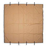 Tan square tarp with black straps on ARB Canvas Awn Canada Spec for rugged outdoor use