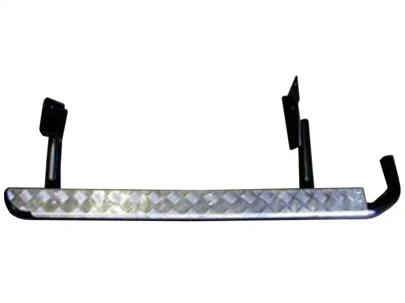 Diamond-patterned metal side step with black brackets for ARB Deluxe Rails Rear RV parts & accessories