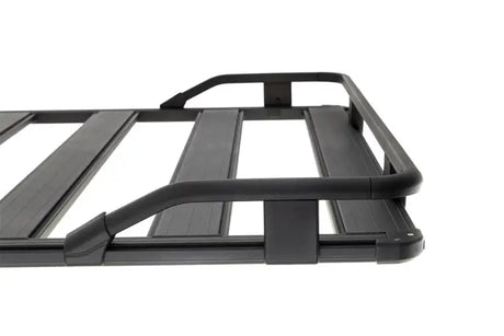 Black metal roof rack on ARB Guard Rail Front 1/4 for added vehicle protection