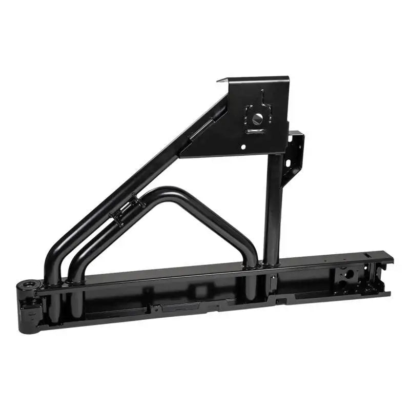 Black metal spare tire carrier on ARB Rear Bar Wheel Carrier Tj for off-road gear