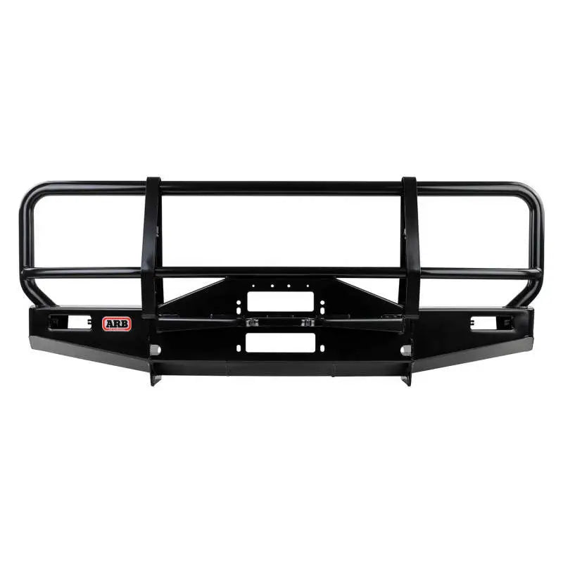 Black steel bull bar on Land Rover D90 with ARB Winchbar for rugged protection