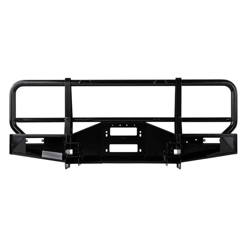 Black metal truck bumper for Land Rover D90 with ARB Winchbar installed