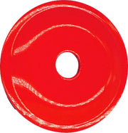 Red round grand digger support plate with central hole for robust construction
