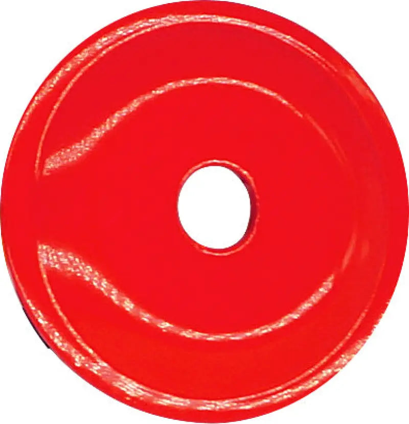 Red round grand digger support plate with central hole for robust construction