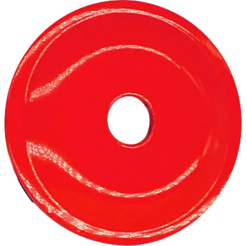 Red round grand digger support plate with central hole for robust construction