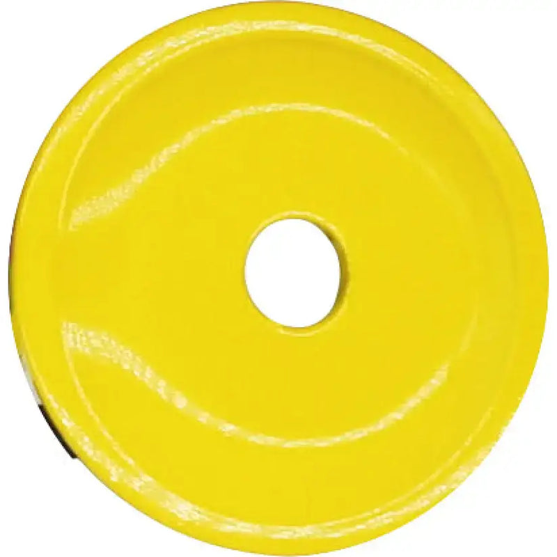 Yellow round grand digger support plate with central hole for heavy equipment building