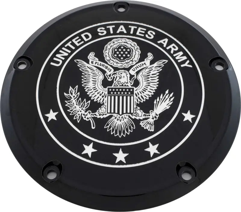 CUSTOM ENGRAVING ARM02-46BG 7 M8 Flt/Flh Derby Cover Army Black