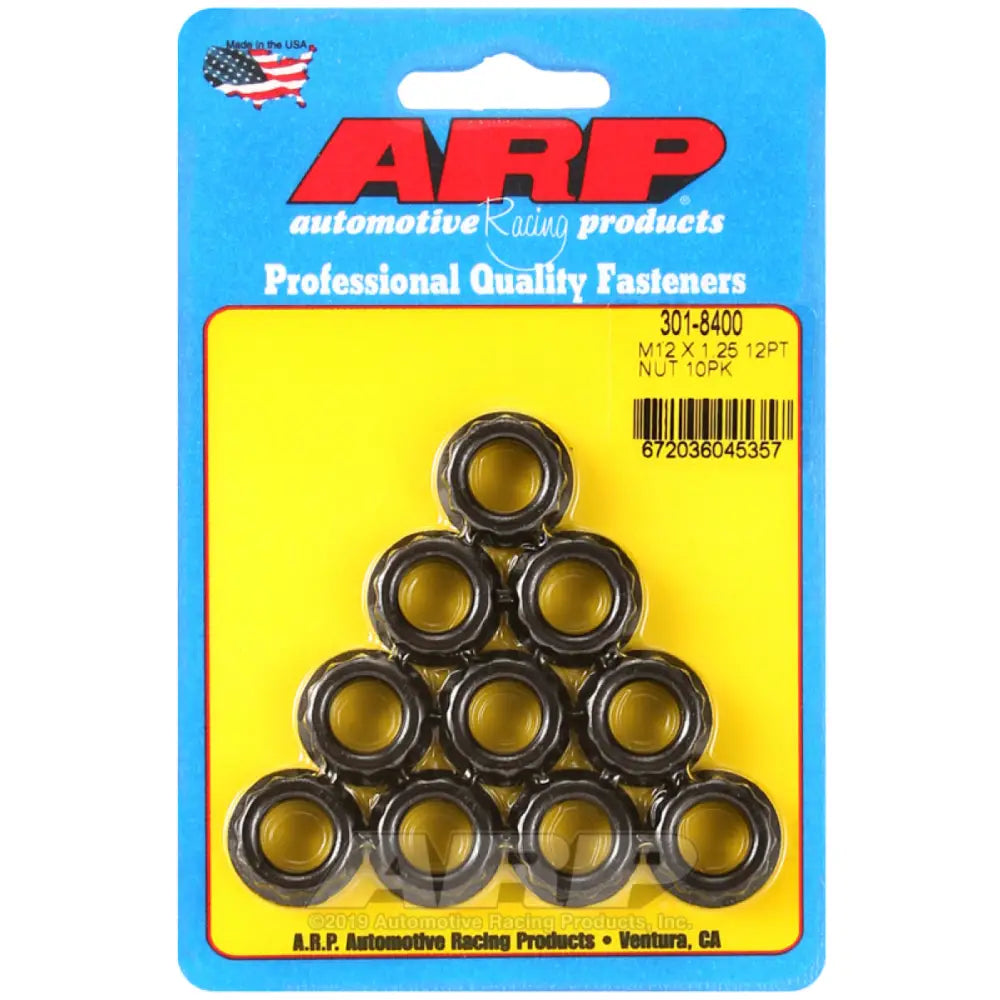 ARP 301-8400 ARP 12mm x 1.25 16mm Socket 12pt Nut Kit (10 pack)
