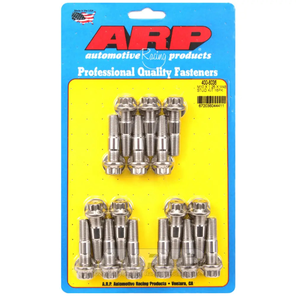 ARP 400-8036 ARP M10 x 1.25 x 48 Stainless Steel 12pt Broached Stud Kit (16/pkg)