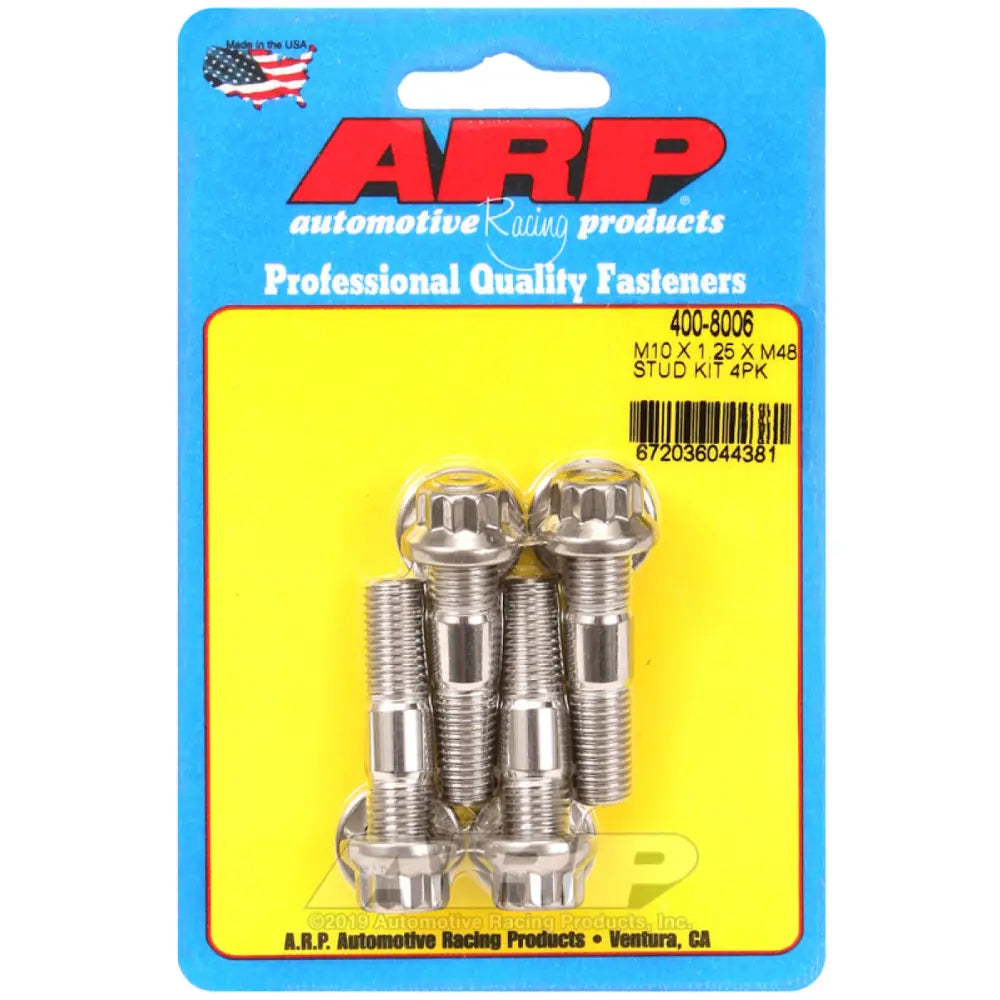 ARP 400-8006 ARP M10 x 1.25 x 48mm Broached 4 Piece Stud Kit