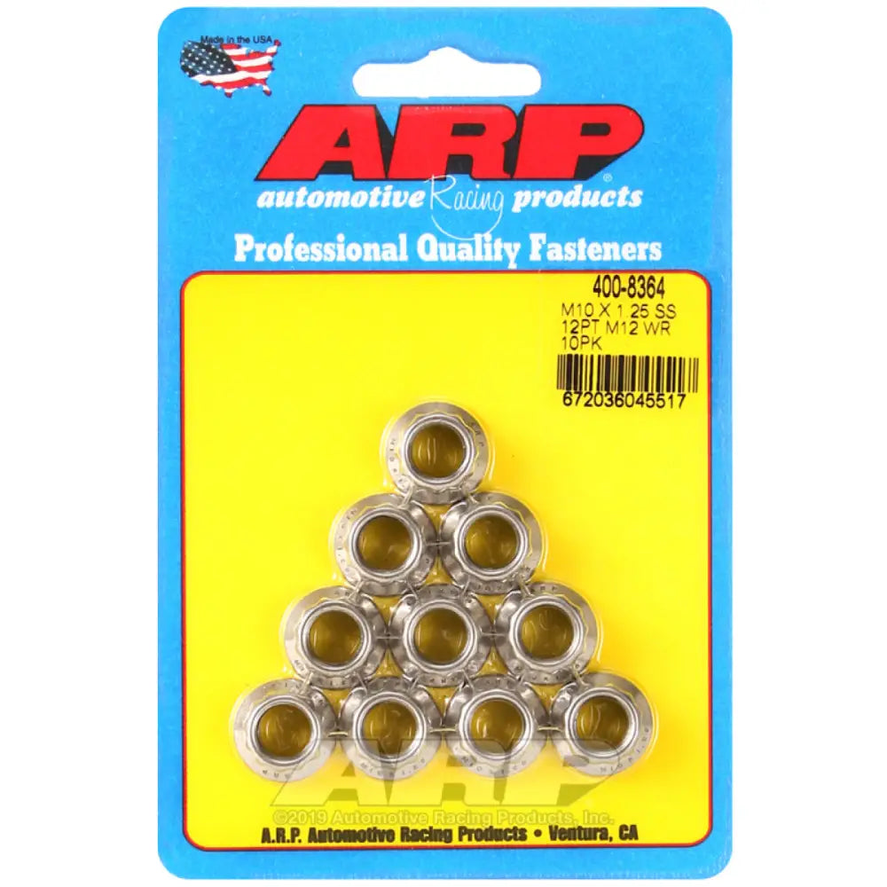 ARP 400-8364 ARP M10 x 1.25 SS 12pt Nut Kit (10/pkg)