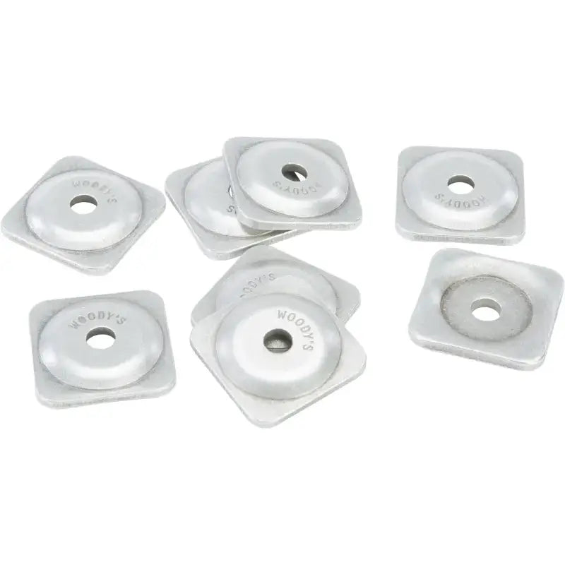Square-base round-topped metal washers for Grand Digger support and digger support