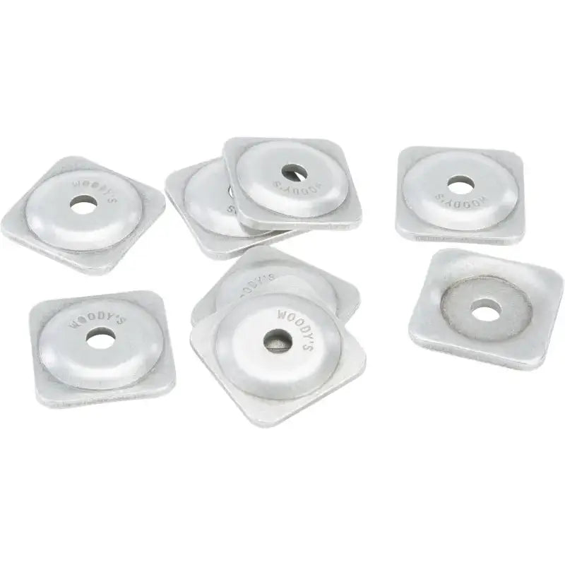 Silver-colored grand digger support washers with central holes for Digger Support plates
