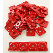 Red ASW2-3790-48 square digger support plate with central hole and raised ring