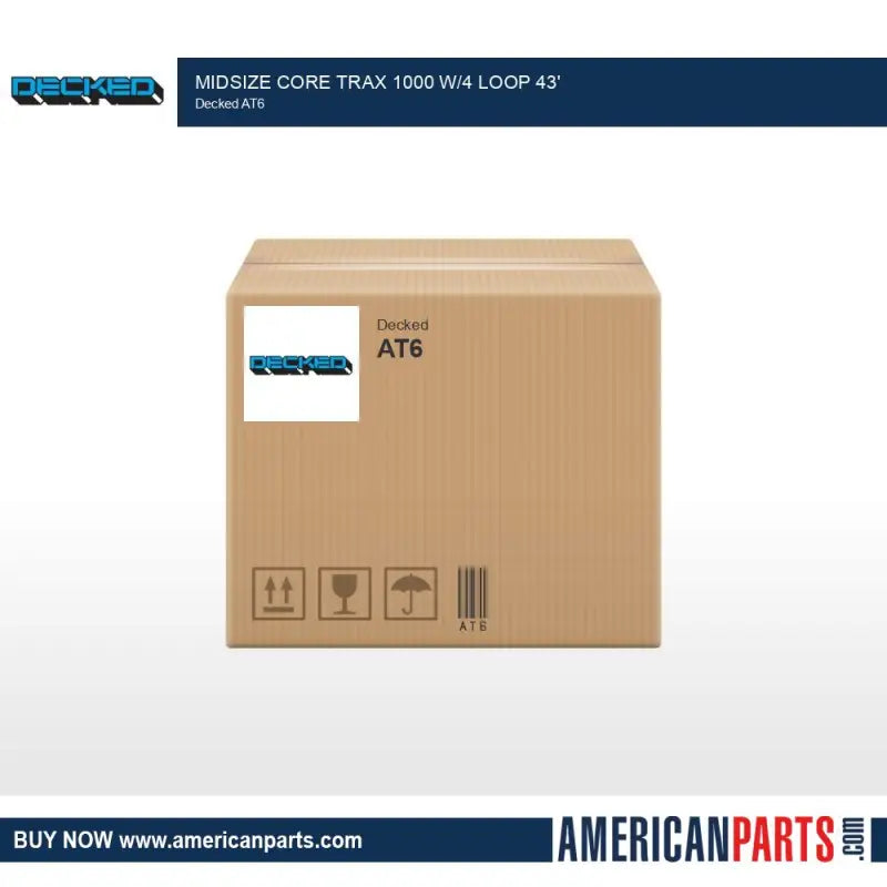 Cardboard shipping box for Decked Midsize Core Trax cargo management system