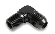 Black 90-degree threaded fitting AT982288ERL Earl’s Atf 90 Dg-8 to 1/2 Npt adapter