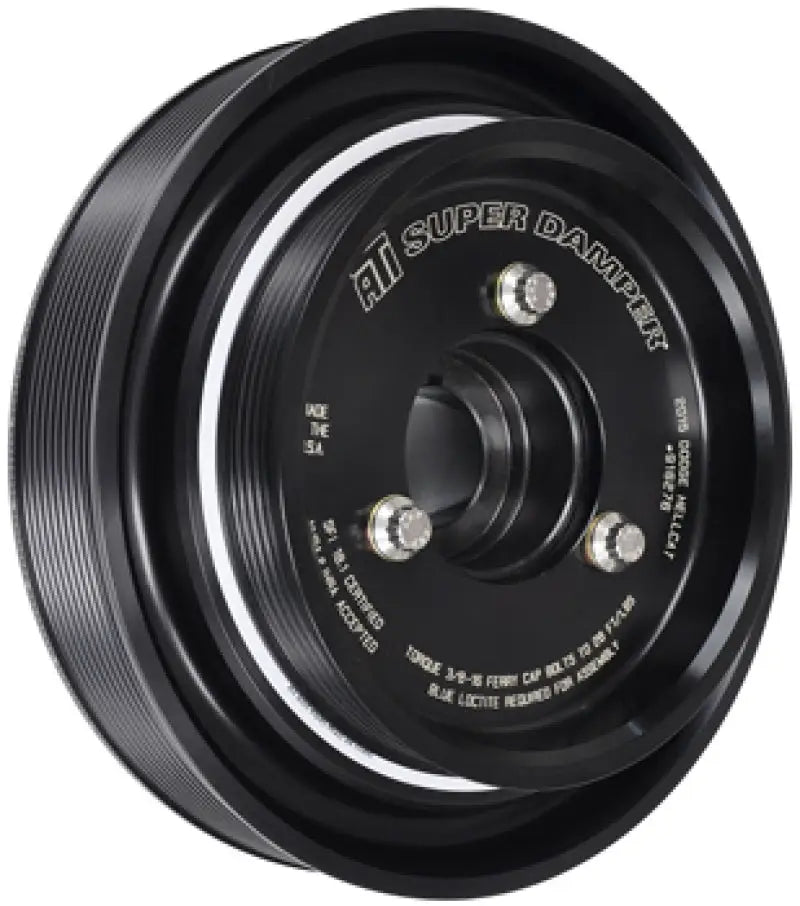 Black ATI Damper pulley with silver bolts for Dodge 5.7L Hemi trucks