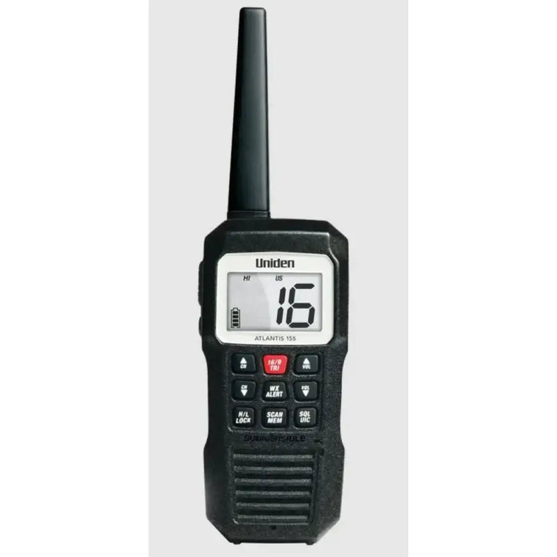 Uniden Atlantis 155 handheld VHF radio with 3-watt output, durable design perfect for marine, RV, automotive, powersports, off-road use, truck accessories, interior, truck bed, RV parts, AVADA - Best Sellers, Must Haves