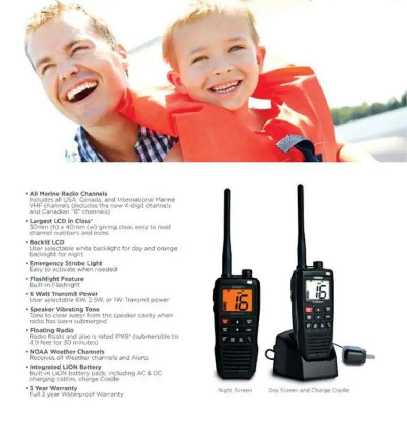 Waterproof marine radios like Uniden Ameri VHF-HH Atlantis 275 6 Watt
