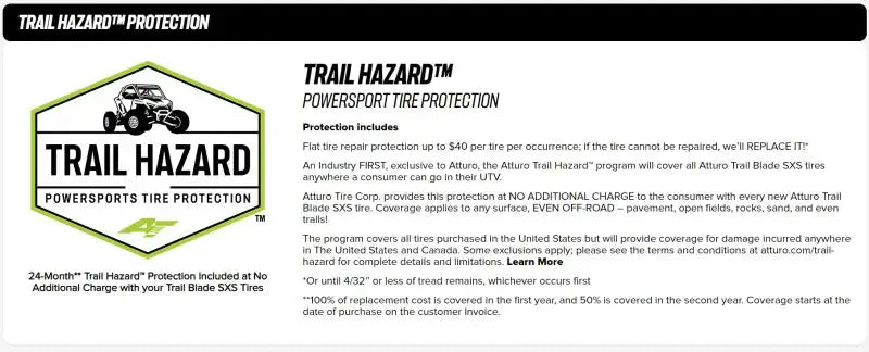 Atturo Trail Blade BOSS SxS Tire with tire protection ad for Trail Blade Boss