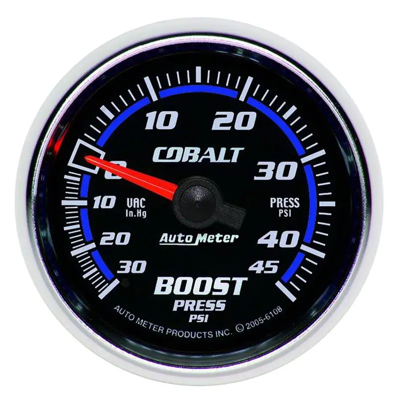 AutoMeter 6108 Autometer Cobalt 52mm 45psi Vacuum Boost Gauge