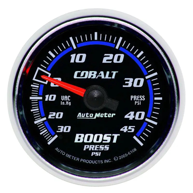 AutoMeter 6108 Autometer Cobalt 52mm 45psi Vacuum Boost Gauge
