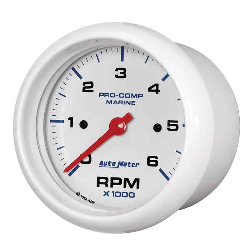 AutoMeter 200752 Autometer Marine White Ultra-Lite Gauge 3-3/8in Tachometer 6K RPM - 200752