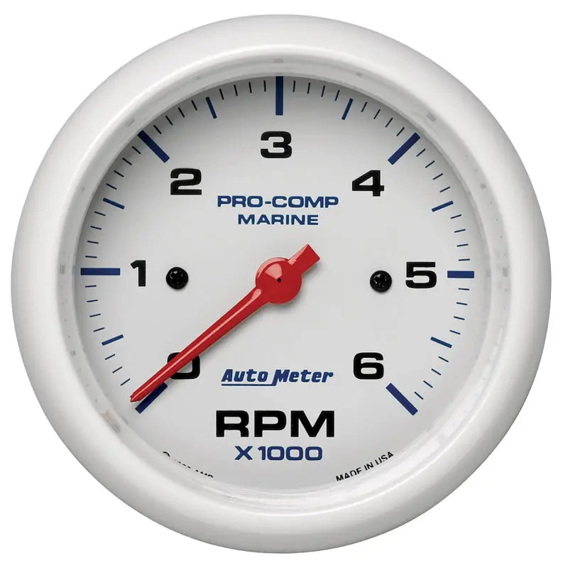 AutoMeter 200752 Autometer Marine White Ultra-Lite Gauge 3-3/8in Tachometer 6K RPM - 200752