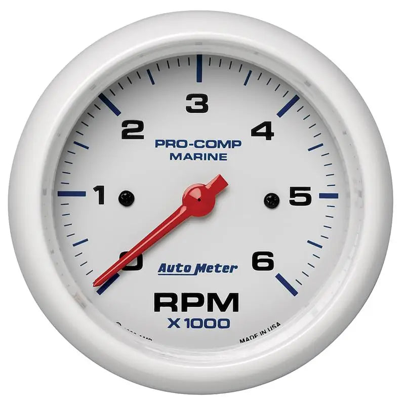 AutoMeter 200752 Autometer Marine White Ultra-Lite Gauge 3-3/8in Tachometer 6K RPM - 200752