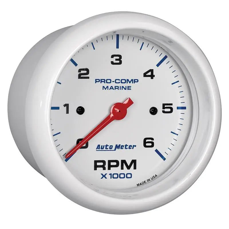 AutoMeter 200752 Autometer Marine White Ultra-Lite Gauge 3-3/8in Tachometer 6K RPM - 200752