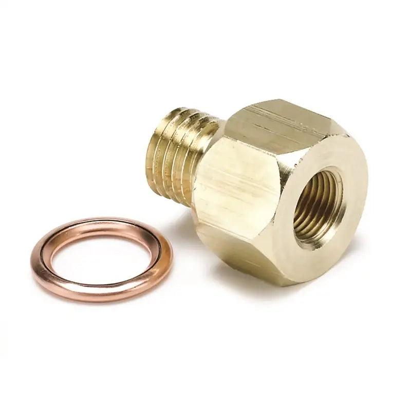 Brass fitting with copper washer for Autometer Metric Electric Temperature Adapter