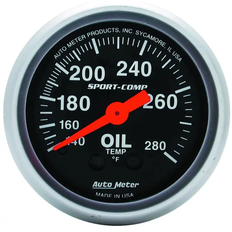 AutoMeter 3341 Autometer Sport-Comp 52.4mm 140-280 Deg F Mech Oil Temp Gauge