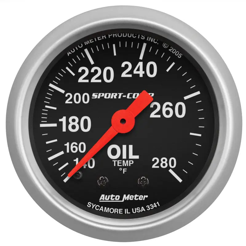 AutoMeter 3341 Autometer Sport-Comp 52.4mm 140-280 Deg F Mech Oil Temp Gauge