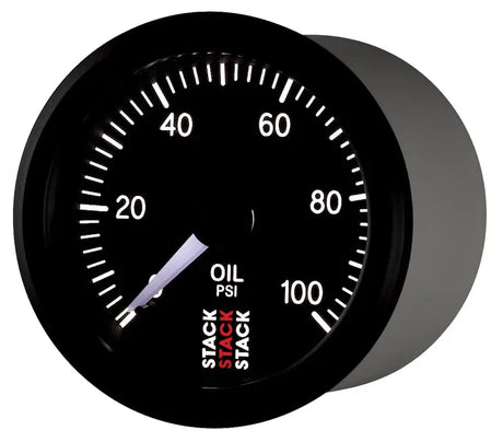 Autometer Stack 52mm 0-100 PSI 1/8in NPTF (M) Mechanical Oil Pressure Gauge - Black - ST3102