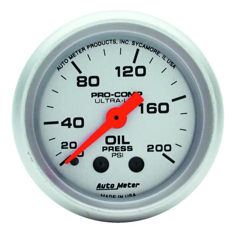 Autometer Ultra-Lite 52mm 0-200 PSI Mechanical Oil Pressure Gauge - 4322