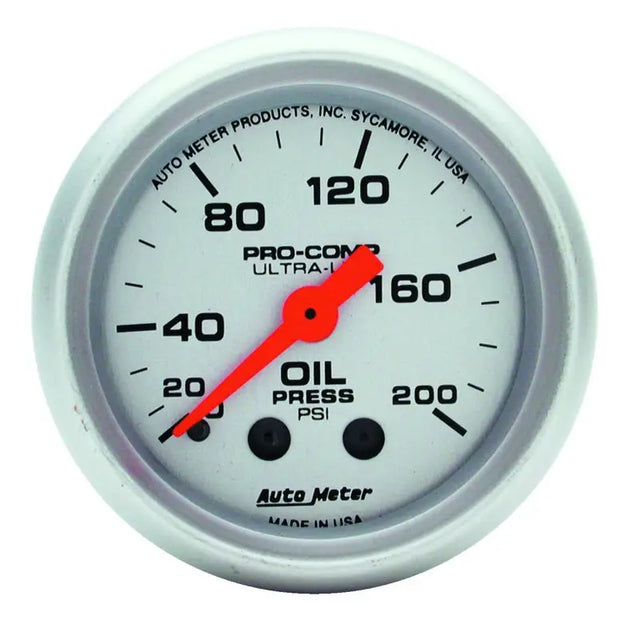 Autometer Ultra-Lite 52mm 0-200 PSI Mechanical Oil Pressure Gauge - 4322
