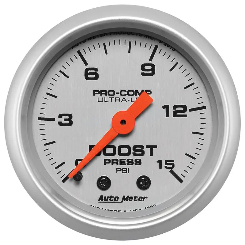 AutoMeter 4302 Autometer Ultra-Lite 52mm 0-15 PSI Mechanical Boost Gauge - 4302