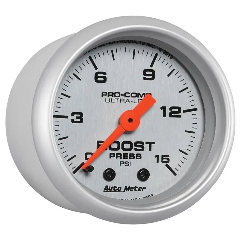AutoMeter 4302 Autometer Ultra-Lite 52mm 0-15 PSI Mechanical Boost Gauge - 4302