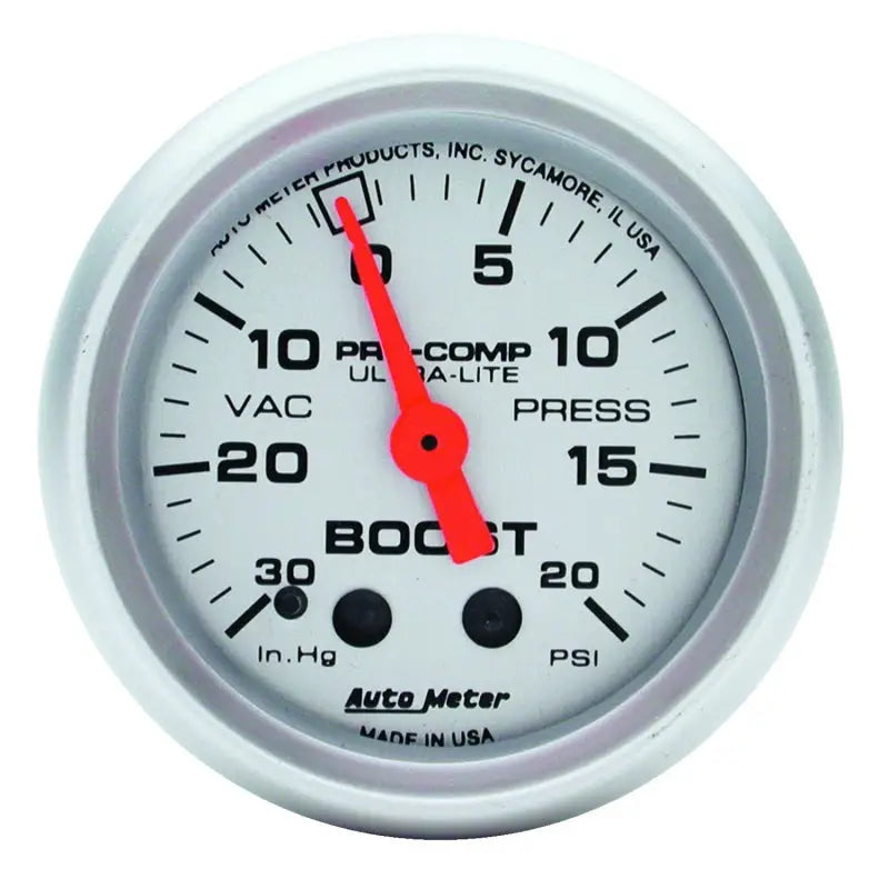 Autometer Ultra-Lite 52mm 20 PSI Mechanical Boost Gauge - Truck & Automotive