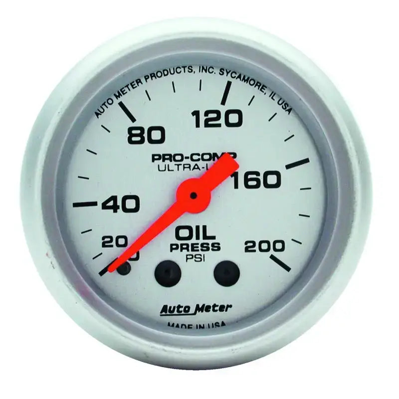 Autometer Ultra-Lite 52mm 0-200 PSI Mechanical Oil Pressure Gauge - 4322