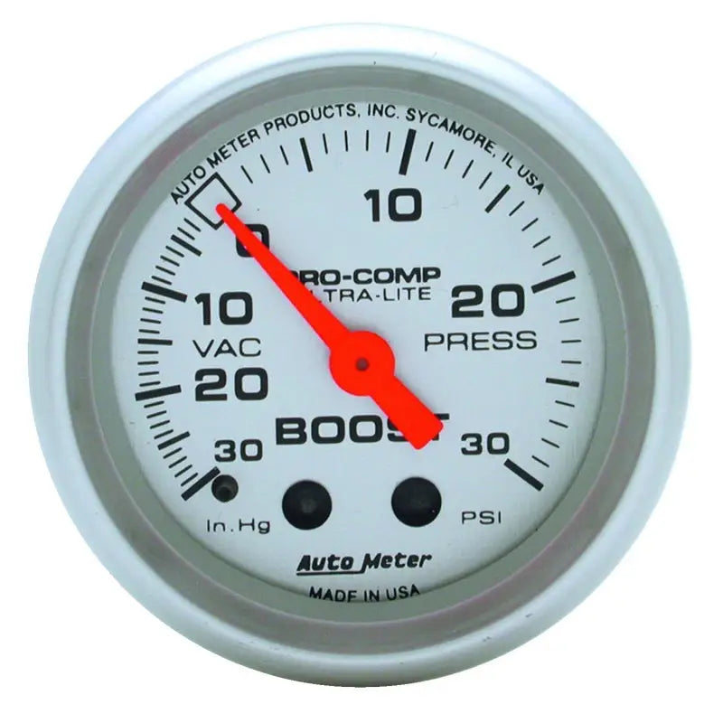 Autometer Ultra-Lite 52mm 30 PSI Mechanical Boost Gauge - Truck & Automotive
