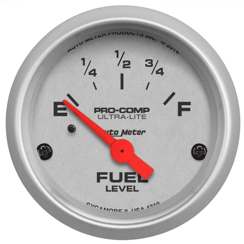 AutoMeter 4319 Autometer Ultra-Lite 52mm 73 OHMS Empty/10 OHMS Full Short Sweep Electronic Fuel Level Gauge - 4319