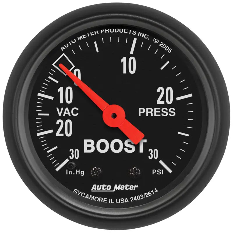 AutoMeter 2614 Autometer Z Series 52mm 30 In Hg.-Vac. / 30 PSI Boost / Vacuum Gauge