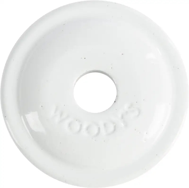 White ceramic or plastic round digger support plate with central hole for Digger Support