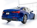 Blue Audi sedan with AWE Touring Edition Cat-back Exhaust for C8 A6/A7 3.0T