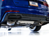 Blue car’s rear undercarriage with touring edition cat-back exhaust for Audi C8 A6/A7